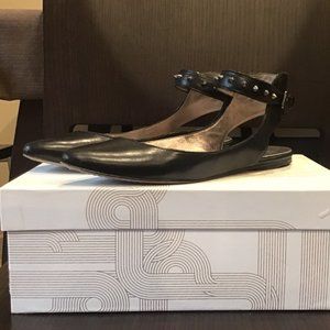 Belle Sigerson Morrison Black Leather Flats with Ankle Strap Size 8.5